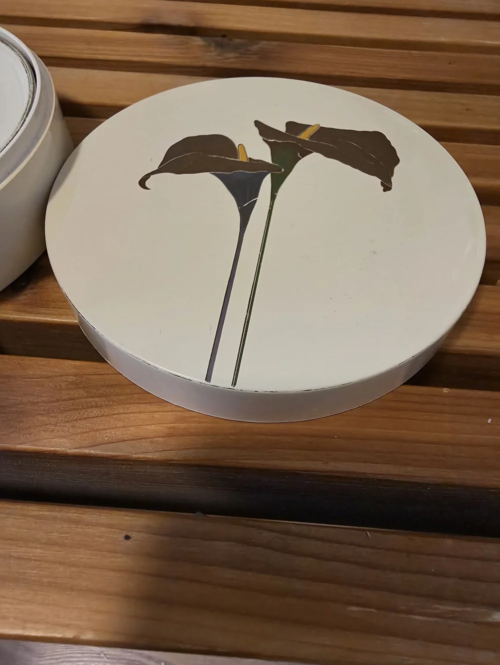 Vintage Otagiri coasters dish/container/ golden calla lily design. - Picture 3 of 5